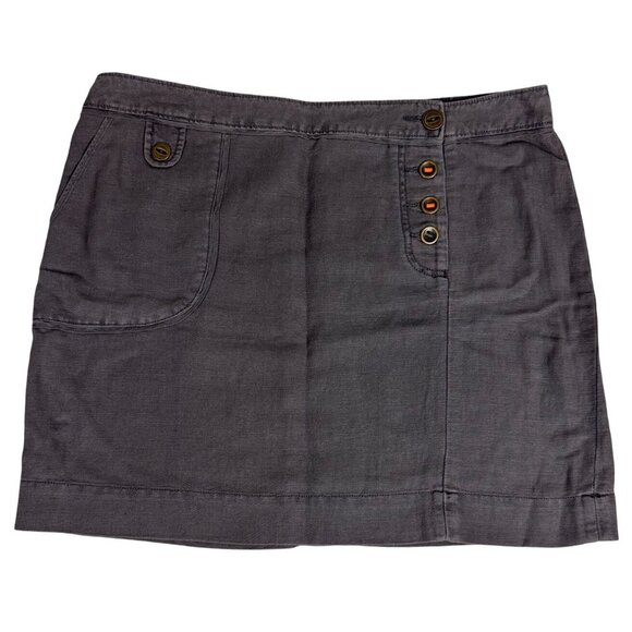 M & Eve Dresses & Skirts - Anthropologie M & Eve Womens Gray Linen-Blend Mini Skirt W/Button Accents Sz 12